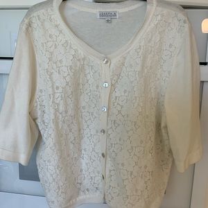 Off white lace front sweater top